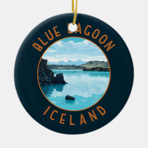 Décoration En Céramique Blue Lagoon Islande Cercle en détresse