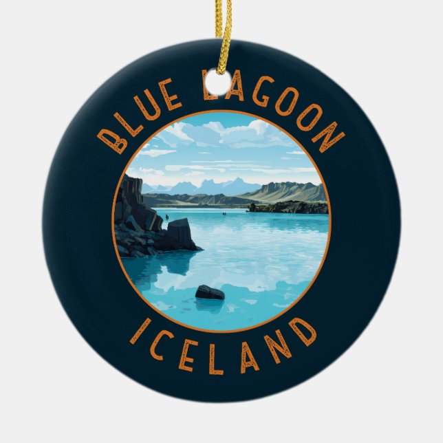Décoration En Céramique Blue Lagoon Islande Cercle en détresse (Devant)