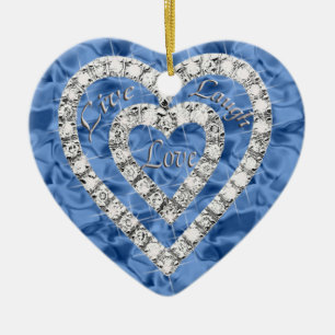 Décoration En Céramique Blue Live Lauve Love Diamond Heart Ornament