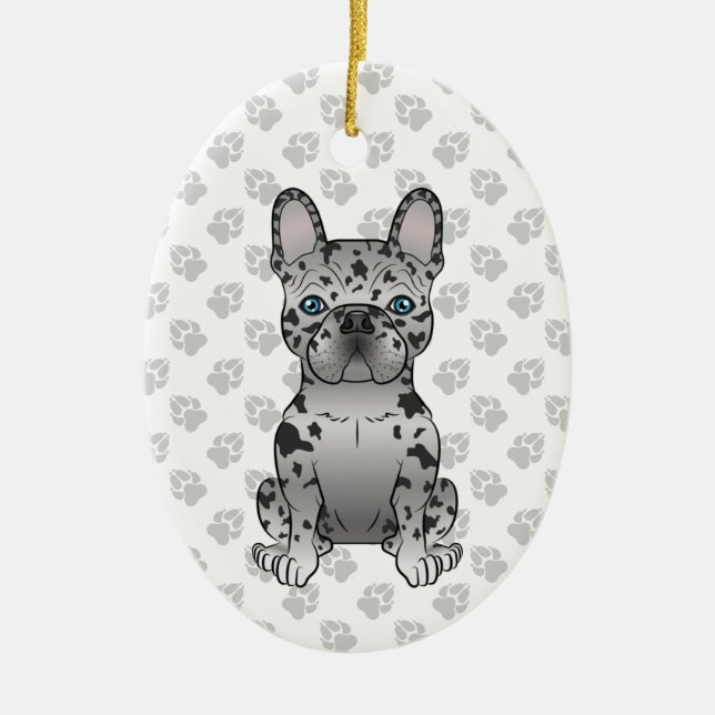 Décoration En Céramique Blue Merle French Bulldog Frenchie Cute Dog & Text (Devant)