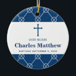 Décoration En Céramique Blue Nautical Knot Classic Beach Boy Baptême<br><div class="desc">Blue Nautical Knot Classic Beach Boy Baptism Ornement en céramique avec de beaux détails de nouage classique bleu et corde. Personnalisez avec vos informations personnalisées à l'avant et à l'arrière.</div>