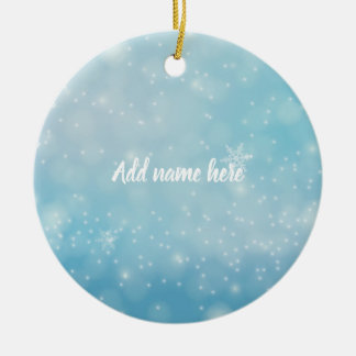 Décoration En Céramique Blue Snowflake Ornament - Add Your Name