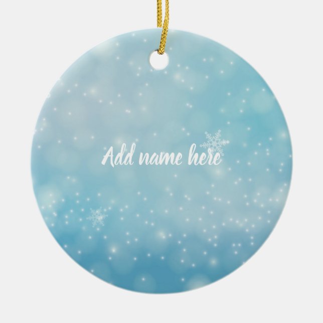 Décoration En Céramique Blue Snowflake Ornament - Add Your Name (Devant)