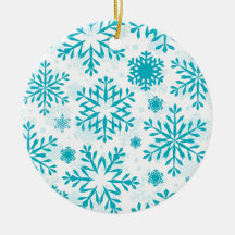 Blue Snowflake Pattern Ceramic Christmas Ornament