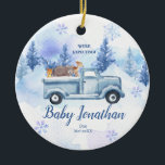 Décoration En Céramique Blue Winter Truck Animal Nous nous attendons à des<br><div class="desc">Blue Winter Truck Animal Nous nous attendons à des parents</div>