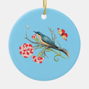 Décoration En Céramique Bluebird sur les oeillets, illustration vintage,