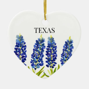 Décoration En Céramique Bluebonnets Texas State Flowers Lupine Watercolor