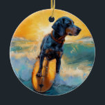 Décoration En Céramique Bluetick Coonhound Beach Plage Plage de surf Peint<br><div class="desc">Plongez dans le monde ludique de l'aventure canine avec cette peinture captivante. Un chien en ébullition se rend aux vagues, chevauchant habilement le surf sur une plage baisée par le soleil. L'oeuvre d'art vibrante capte magnifiquement l'essence de l'excitation au bord de la plage tandis que le chien court sans crainte...</div>