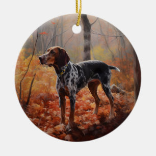 Décoration En Céramique Bluetick Coonhound en automne Leaves automne Inspi