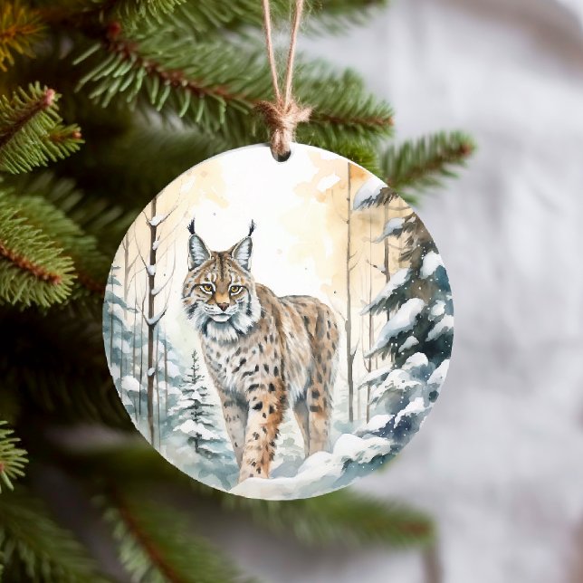 Décoration En Céramique Bobcat Jolie forêt hivernale (Créateur téléchargé)