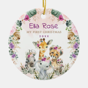 Décoration En Céramique Boho Jungle Safari Animaux sauvages Baby 1er Noël
