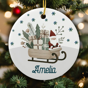 Décoration En Céramique Boho Père Noël sur la seligh avec des cadeaux Snow