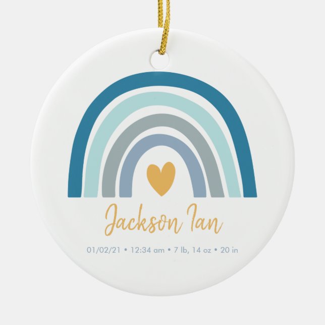 Décoration En Céramique Boho Rainbow Baby Personnalisé Statistiques de nai (Devant)