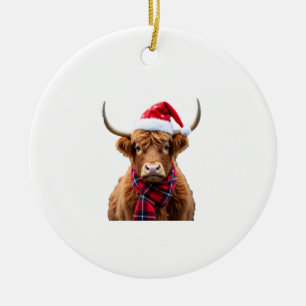 Décoration En Céramique Boho Xmas Noël T-Shirt Vache des Highlands (2)