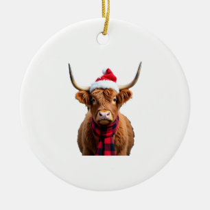 Décoration En Céramique Boho Xmas Noël T-Shirt Vache des Highlands (3)