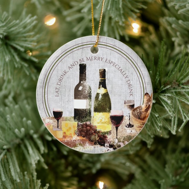 Décoration En Céramique Boire à manger être joyeux surtout vin Noël (Arbre)