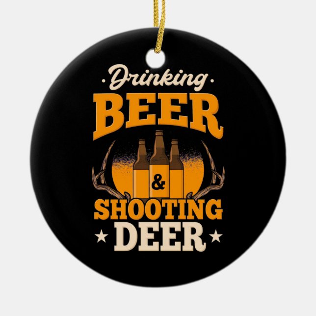 Décoration En Céramique Boire De La Bière Et Chasser Le Cerf (Devant)