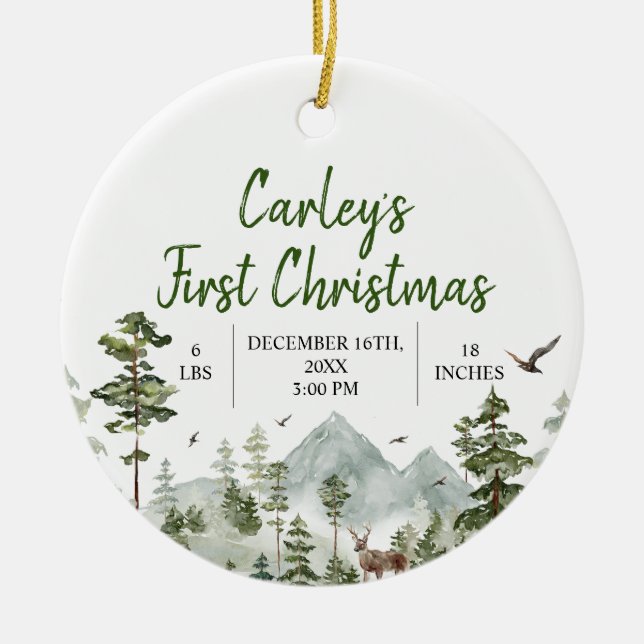 Décoration En Céramique Bois d'hiver Premier pin de Noël (Devant)