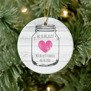 Décoration En Céramique Bois rustique bocal mason vintage fiançailles Noël