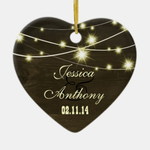 Décoration En Céramique bois rustique de campagne avec collier de lumières