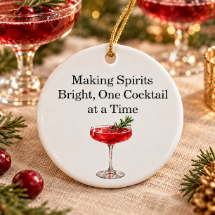 Décoration En Céramique Boisson Cocktail Rouge de Noël Amusant Esprits Vif