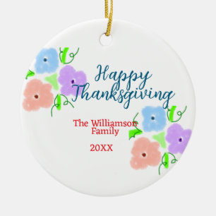 Décoration En Céramique Bon thanksgiving bleu violet rose ajouter famille 