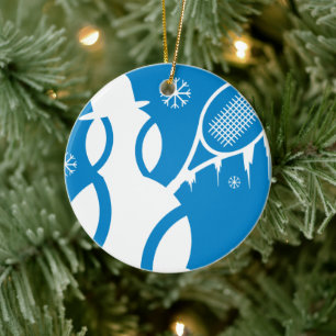 Décoration En Céramique Bonhomme de neige de Noël d'ornement de tennis