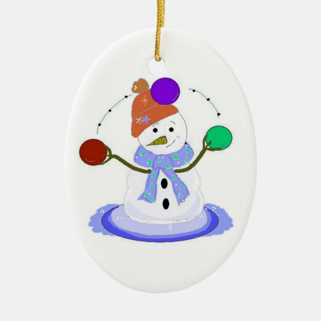 Décoration En Céramique Bonhomme de neige jongleur (Devant)