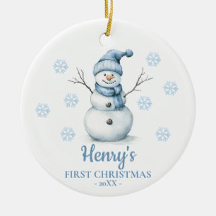 Décoration En Céramique Bonhomme de neige Premier Noël de bébé personnalis
