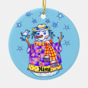 Décoration En Céramique Bonhomme de neige scintillant