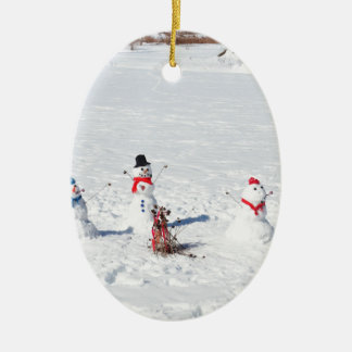 Décoration En Céramique Bonhommes de neige de Noël