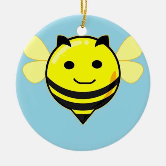 Décoration En Céramique Bonne abeille sur bleu (Devant)