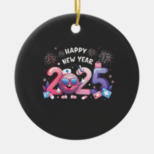 Décoration En Céramique Bonne Année 2025 Boule à Facettes de Soins Infirmi