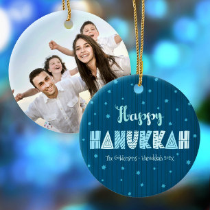 Décoration En Céramique Bonne Hanukkah Photo Typographie Étoile de David B