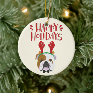 Décoration En Céramique Bonnes fêtes - Noël anglais mignon de bouledogue