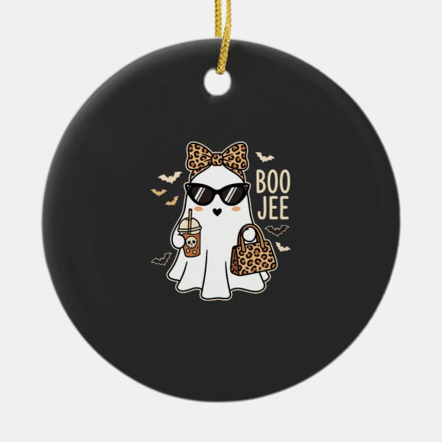 Décoration En Céramique Boo Jee Cute Ghost Halloween Leopard Design_1 (Devant)