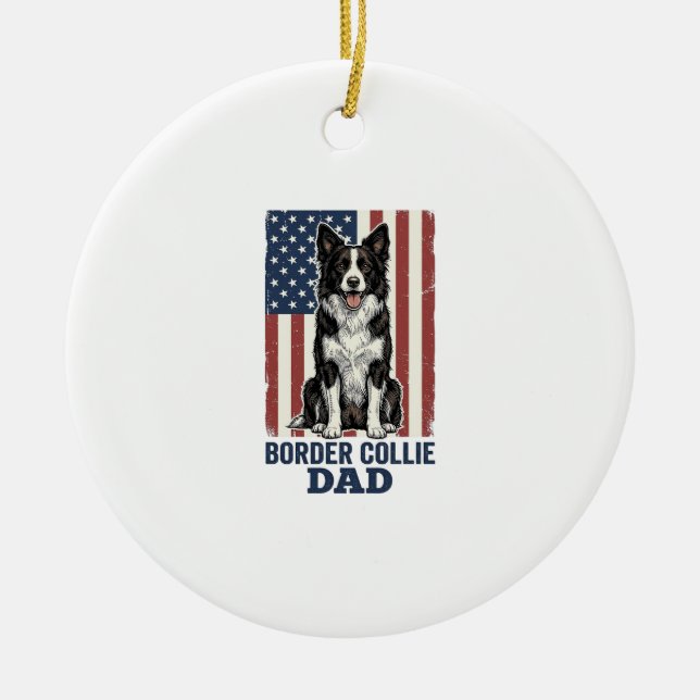 Décoration En Céramique Border Collie Dad Patriotic Vintage Dog Shirt Desi (Devant)