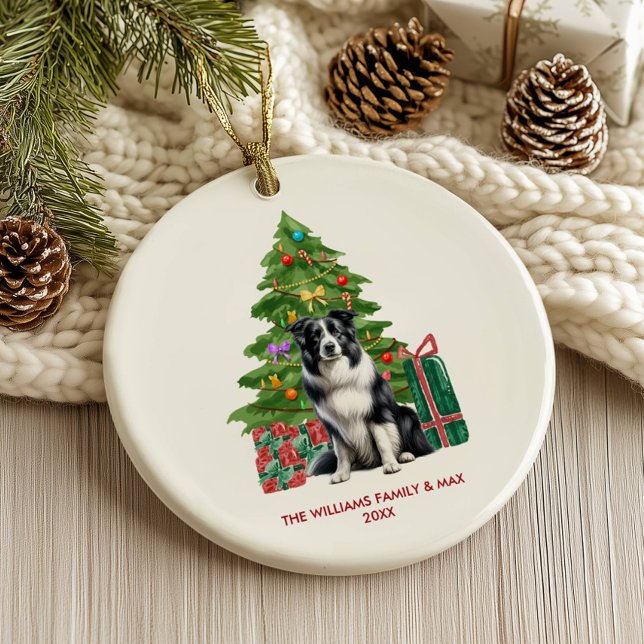 Décoration En Céramique Bordure Collie Chien Noël personnalisé (Créateur téléchargé)
