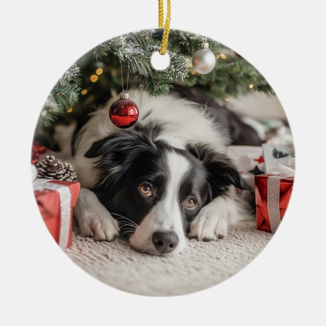 Décoration En Céramique Bordure Collie Noël (Devant)