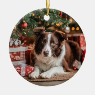 Décoration En Céramique Bordure Collie Noël