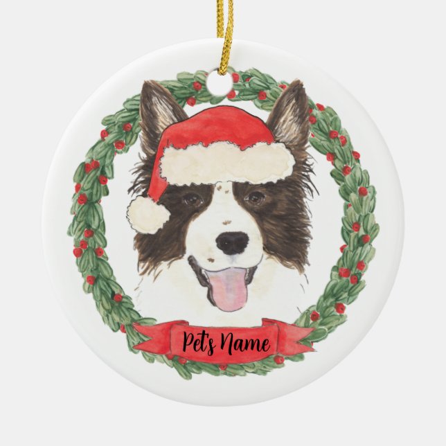 Décoration En Céramique Bordure personnalisée Collie Noël (Devant)