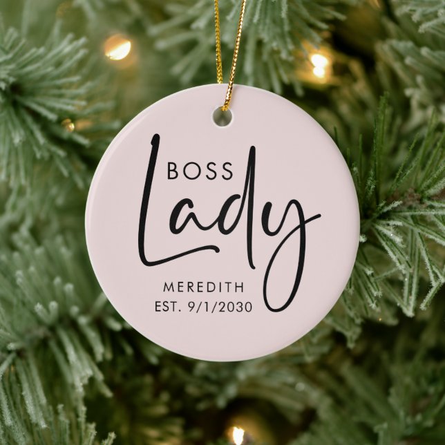 Décoration En Céramique Boss Lady Logo Blush Pink Personnalisé (Arbre)