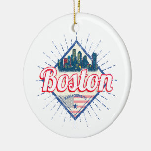 Décoration En Céramique Boston Massachusetts Etats-Unis Vintage USA