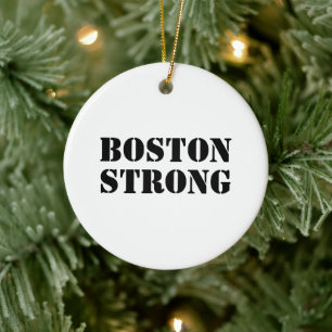 Décoration En Céramique Boston Strong Noël blanc et noir