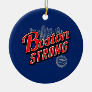 Décoration En Céramique Boston Strong sur un décor bleu