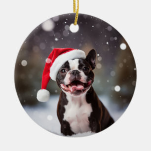 Décoration En Céramique Boston Terrier Chien Noël Keepsaké