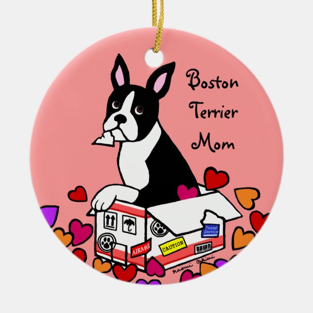 Décoration En Céramique Boston Terrier dans la bande dessinée de boîte (Devant)