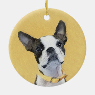 Décoration En Céramique Boston Terrier Peinture - Cute Original Chien Art