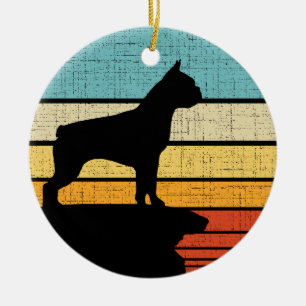 Décoration En Céramique Boston Terrier Retro Vintage 60s les années 70 Chi