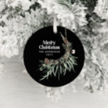 Décoration En Céramique Botanique d'aquarelle moderne noire<br><div class="desc">Aquarelle rustique noire moderne et élégante séchée botanique florale teintes muettes décoration de Noël de Noël.</div>